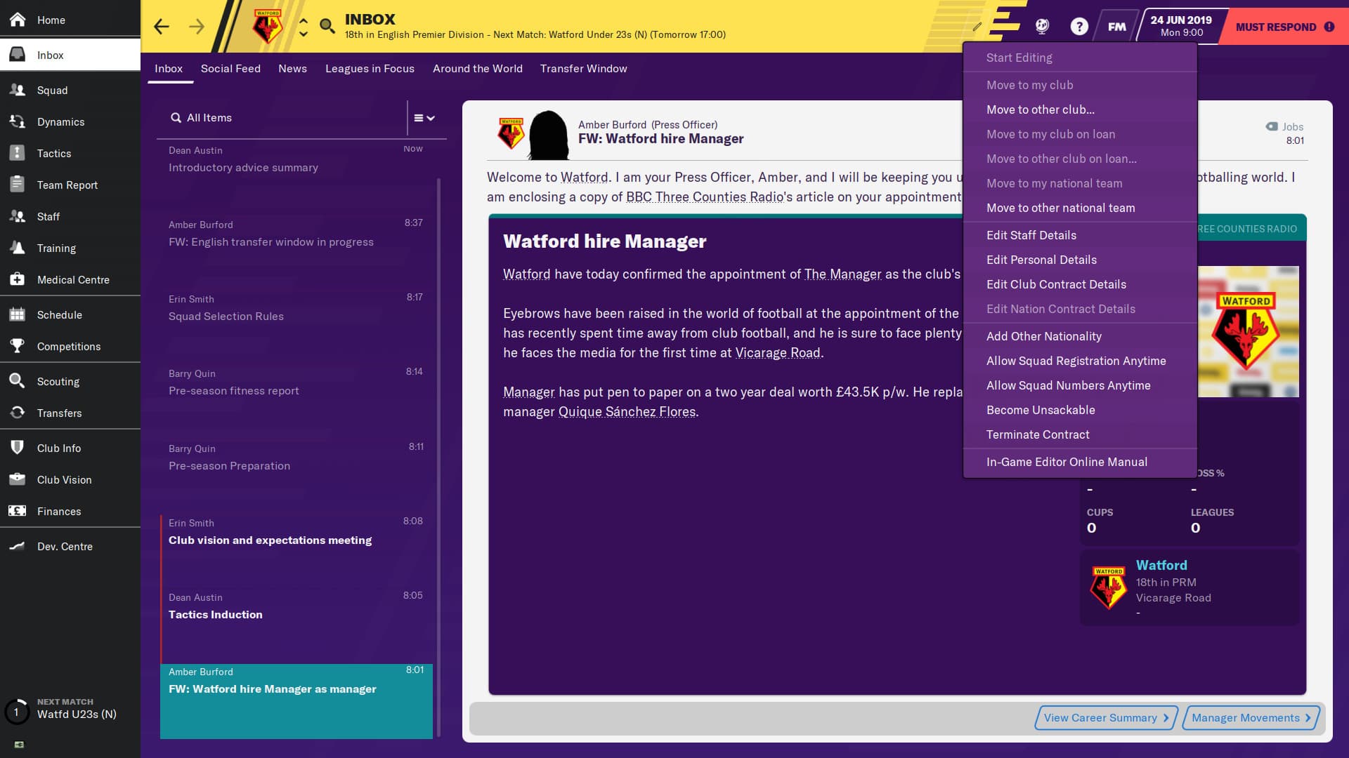 Football Manager 2020 In-game Editor